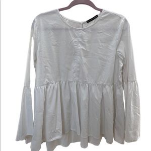 White cotton bell sleeve blouse